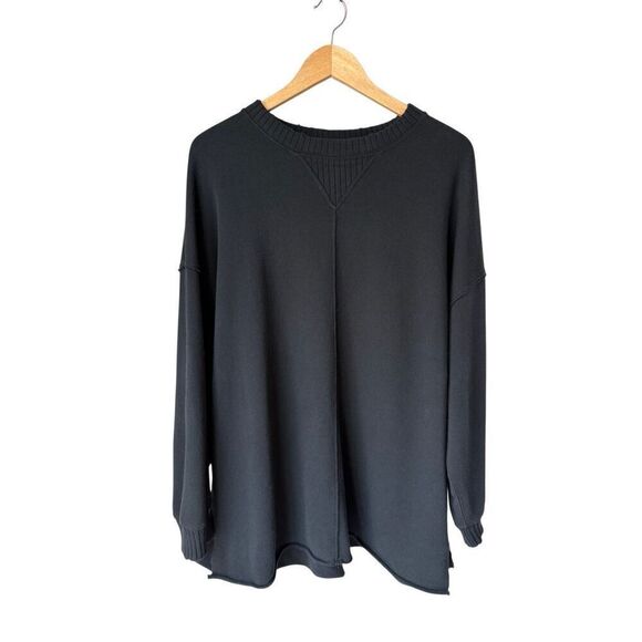 Aerie Down-To-Earth Oversized Pullover Crewneck Sweatshirt In Black - Picture 5 of 11
